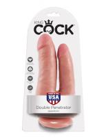 Двойной фаллоимитатор на присоске телесный King Cock Double Penetrator Flesh - интернет-магазине интимных товаров sexshot.ru с доставкой по Москве и России 