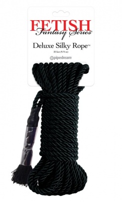 Deluxe Silky Rope веревка для фиксации черная - интернет-магазине интимных товаров sexshot.ru с доставкой по Москве и России 