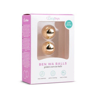 Вагинальные шарики Easytoys Gold Ben Wa Balls 22mm, золотые ET075GLD - интернет-магазине интимных товаров sexshot.ru с доставкой по Москве и России 